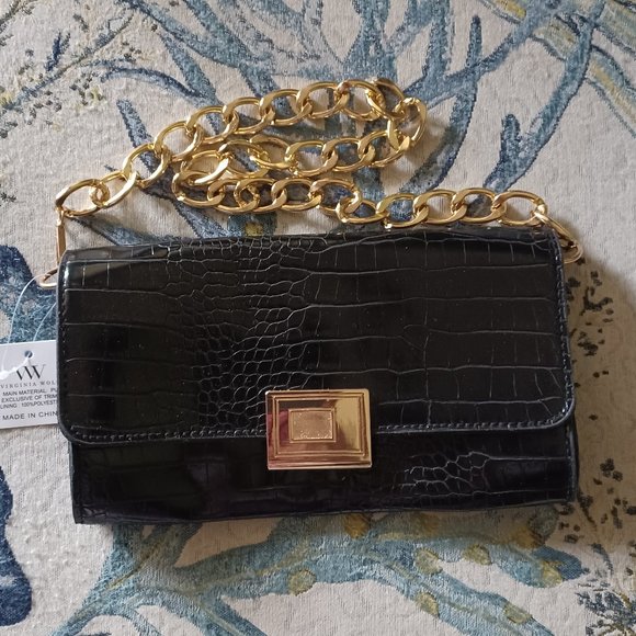 Virginia Wolf Handbags - NEW!  Virginia Wolf Black Faux Croc Leather Shoulder Purse